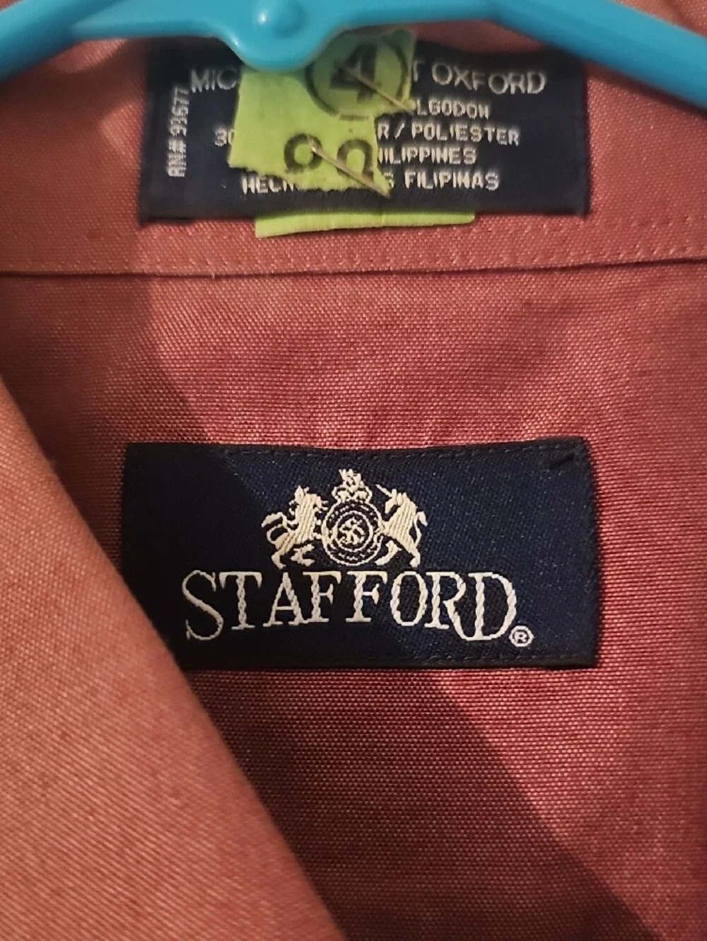 Stafford Men's Long-Sleeve Dress Shirt in Wine SIZE 17 34-35